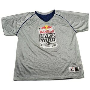 Red Bull football Men Blue & Gray Reversible practice Jersey L/ XL ALLESON 80's
